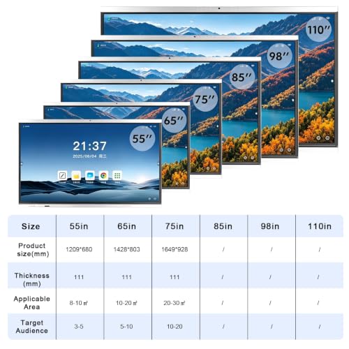 Image of Business Intelligent Touch Display Antis-Glare Screen Dual-System Setup 4K IPS Panel Equipped with Matte antis-Glare Surface Coating for Classroom Office Home(1209 * 680mm /47.59 * 26.77in)