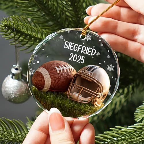 NAZENTI Personalized American Football 3D Glass Christmas Ornament, Custom Football Hat Ornament, Xmas Tree Decoration, Sports Keepsake Gift for Boys, Players, Coaches, Fans, Xmas Gifts 2025 - Image 5