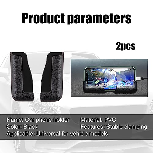 Image of 2 Pack Car Phone Holder, Multifunctional Dashboard Phone Holder, Self-Adhesive, Adjustable Width (Black)