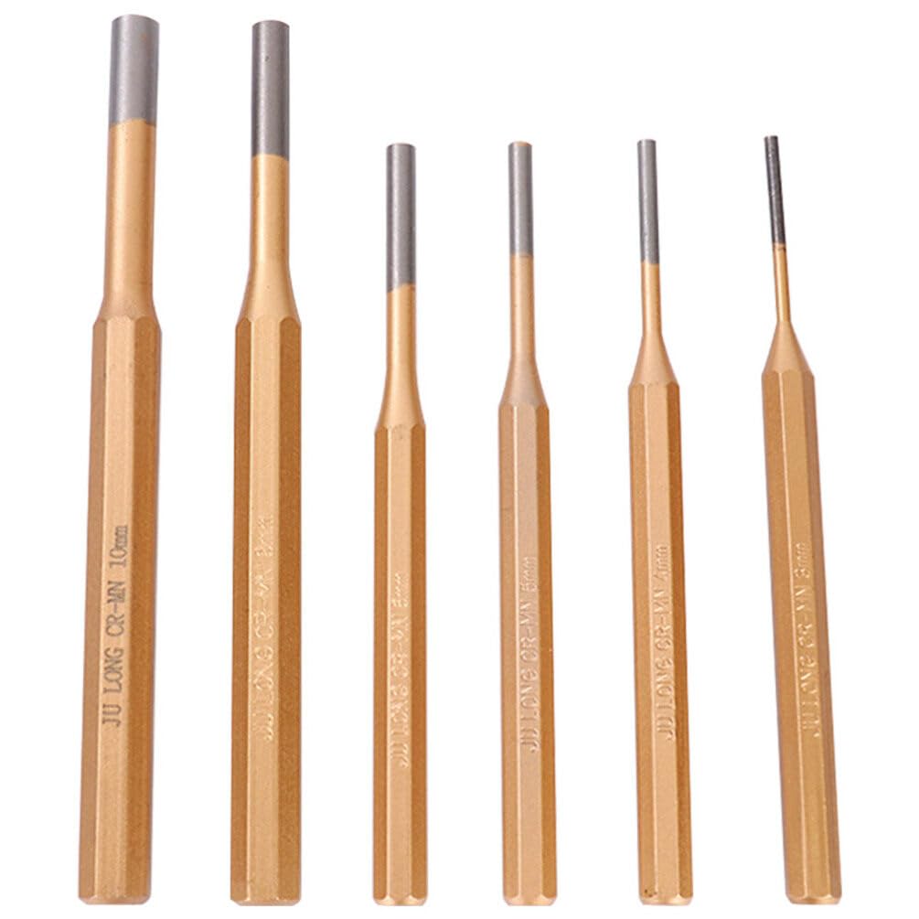 SOLUSTRE 6pcs Pin Punch Set Repair Punch Professional Drive Pin Punch Set Assorted Size Punches
