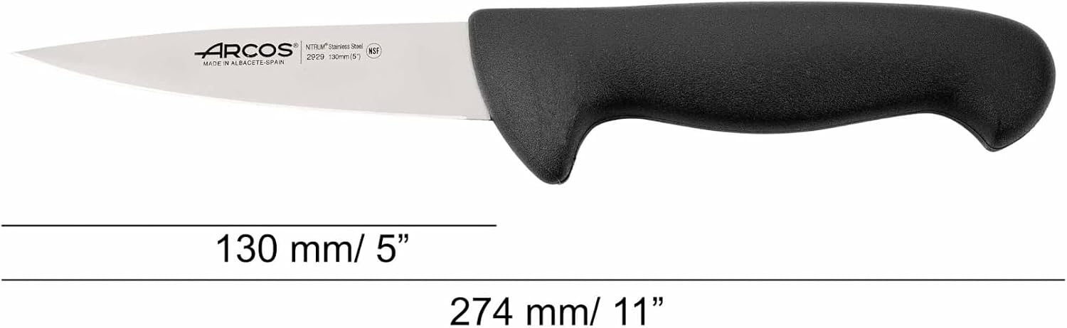Arcos Series 2900 - Butcher Knife Steak Knife - Blade Nitrum Stainless Steel - Polypropylene Black Handle - Color Identification System - 7'' Size - Heavy Duty and Durable - 2900 Series - Color Black