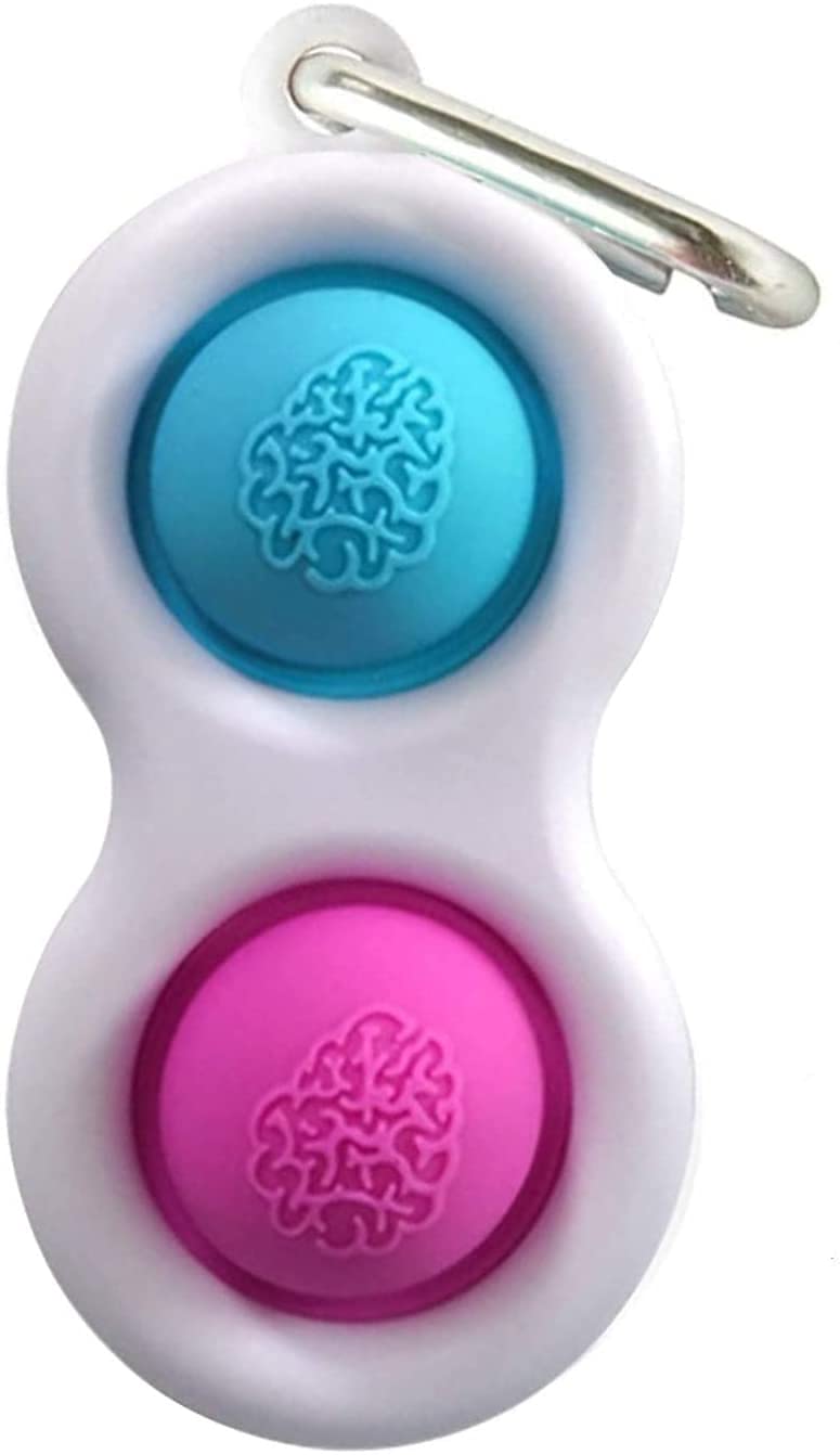 Mini Fidget Simple Dimple Toy, Stress Relief Hand Toys for Kids and Adults,Easy-to-use and Addictive Decompression,Keychain Featuring Easily Attaches to Keys, Purse, Backpack (Pink Blue)- 2 PCS