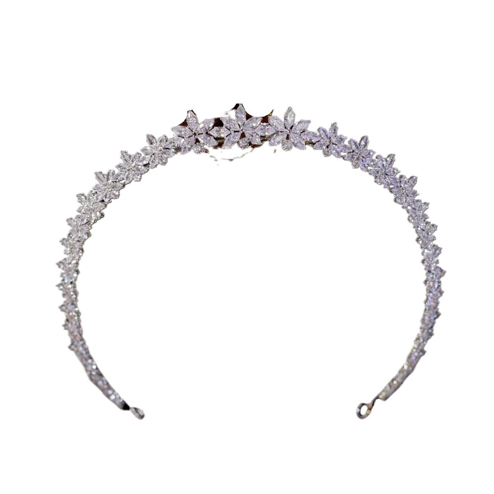 Silber Farbe verlängern Tiara Blumenkronen Hochzeit Kristall CZ Stirnband Braut Haarschmuck Schmuck