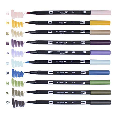Tombow 56197 Dual Brush Pen Art Markers, Desert Flora, 10-Pack. Blendable, Brush And Fine Tip Markers #TOP6