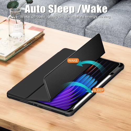 Image of MOCA Case for Xiaomi Mi Pad 8 /8 Pro /Pad 7 / Pad 7 Pro 11.2 inch, Smart Flip Case with Pen Holder, Trifold Stand, Magnetic Auto Sleep Wake, Hard Back Protection (Black)