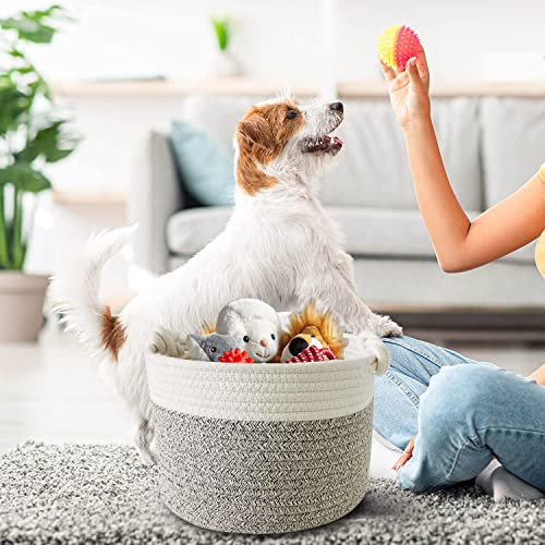 Small Woven Basket,Round Cotton Rope Shelf Storage Basket,Decorative Round Bin For Nursery Bedroom Bathroom,Cute Cat Dog Toy Organizer Basket,10 X 10 X 7 Inch Empty Gift Basket #TOP5