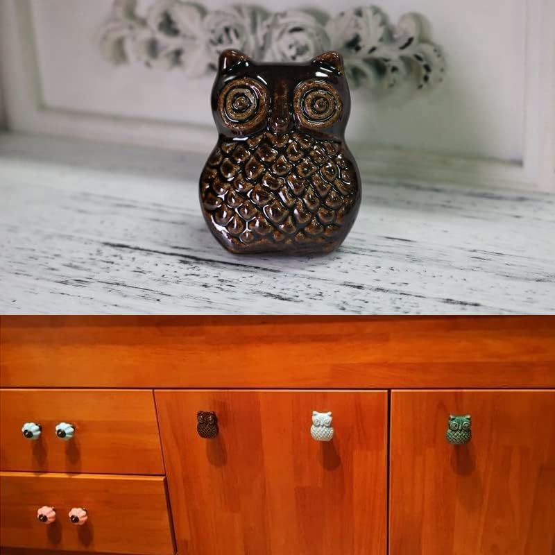 Cute Children Bedroom Porcelain Knobs Owl Knob Brown Drawer Dresser Knob Kitchen Cabinet Pulls Handles Ceramic Funiture handware