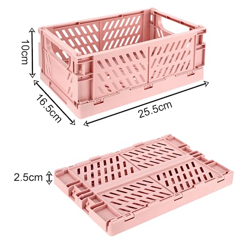 Royouzi Klappbox, 4 Stück Klappkiste Aufbewahrungskorb (25×16.5×10CM) Körbe Aufbewahrungskiste, Stapelbar Aufbewahrungsboxen für Küche, Bad, Büro, Schlafzimmer, Klassenzimmer, Schrank, Schublade