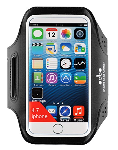 odbo Universal Water Resistant Running Sport Armband with Key Holder for iphone 5, 5s, 5c, 6, 6s, 7, ipod, Smartphones under 5.1” screen size (Black)