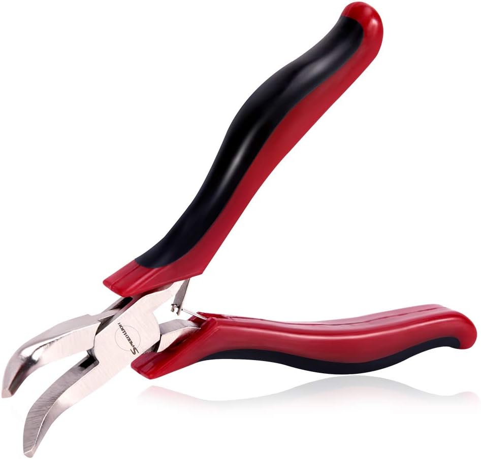 SPEEDWOX Mini Bent Nose Pliers for Jewelry Micro Chain Nose Small Functional Long Nose Pliers with Spring Professional Tool 45 Degrees Curved Chrome Vanadium Steel 4.5 Inches