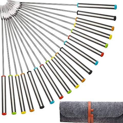 TecUnite Edelstahl Fonduegabeln mit Hitzebeständigem Griff für Käse Schokoladen Fondue Braten Marshmallows Fleisch, 9,5 Zoll (18 Packung) Cover