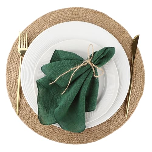 Servilletas de algodón de alta calidad en verde oscuro, pack de 6 unidades reutilizables 2