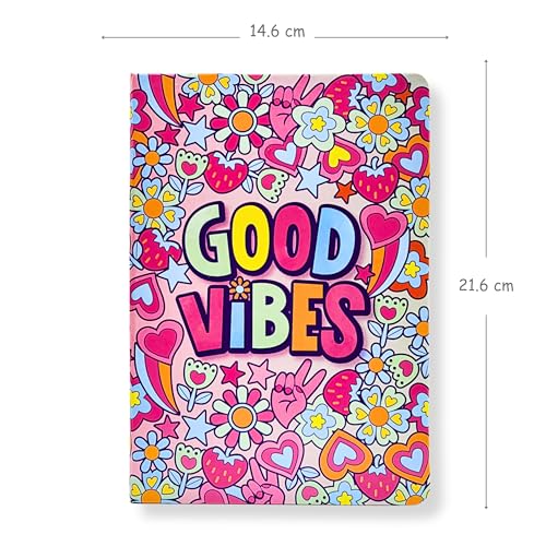 Image of Articious Notebook Set, Premium Hardcover Journal, Bookmark and Matching Box |192 Ruled Pages, 80 GSM | A5 Ruled Writing Notebook for Girls, School & Office | Durable Cover, Smooth Paper- Good Vibes