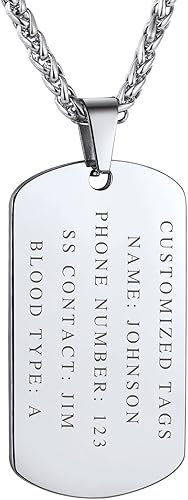 FindChic Etiquetas de perro personalizadas para hombres con silenciador, texto personalizado grabadofoto impresa, etiqueta de identificación militar