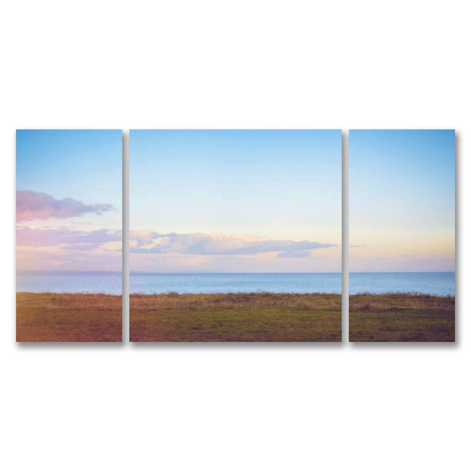 DQWIJAKX91 3 Piece Canvas Wall Art Prints Picture Sky Sunset seafront Nature Panoramic Sunset Sky Taganrog Bay sea Stretched & Framed Painting Poster Artwork Home Decor for Living Room Ready to Hang