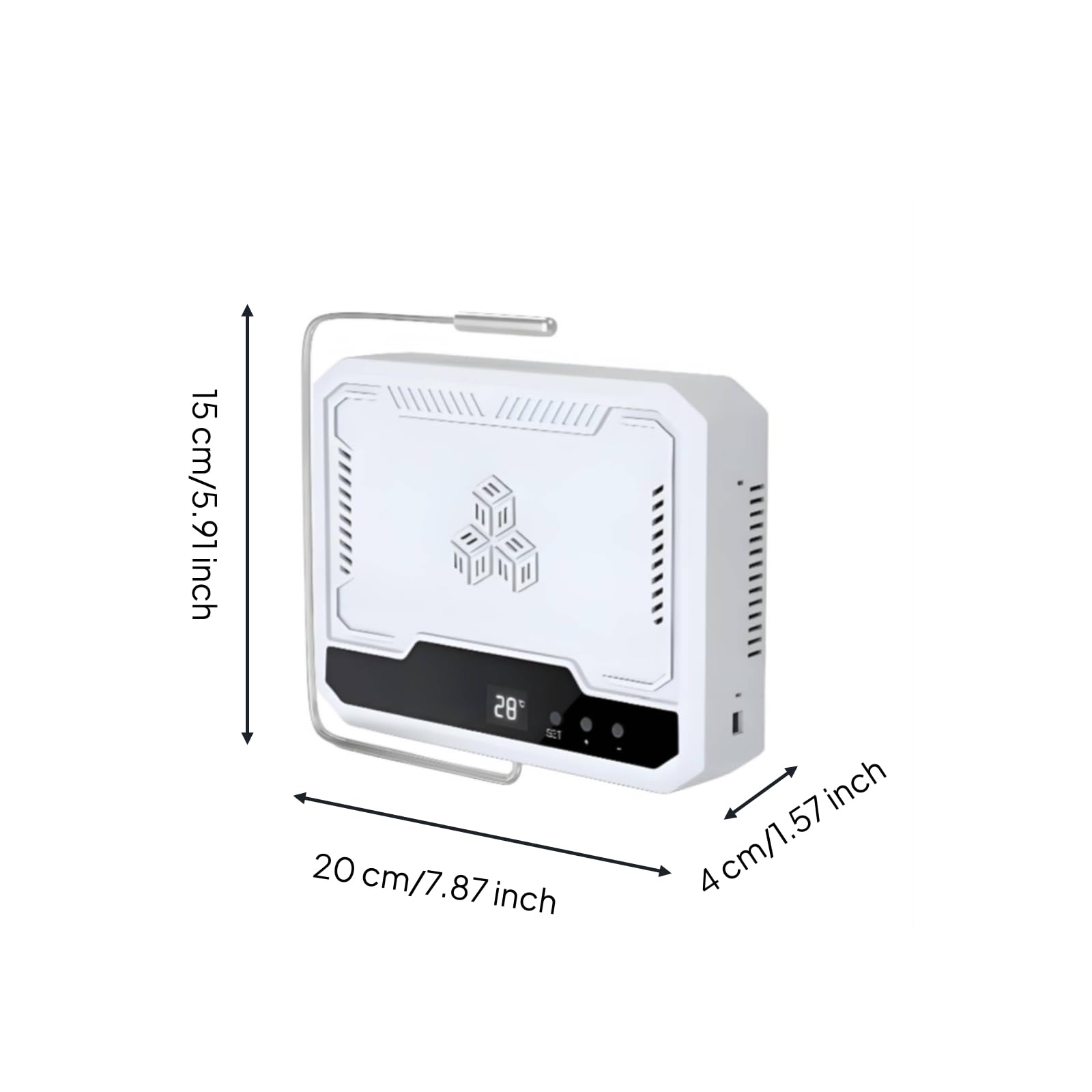 Calefactor con Pantalla Digital Compacto Termoventilador Eléctrico Calentador para Terrarios, Blanco, NR-14 Blanco