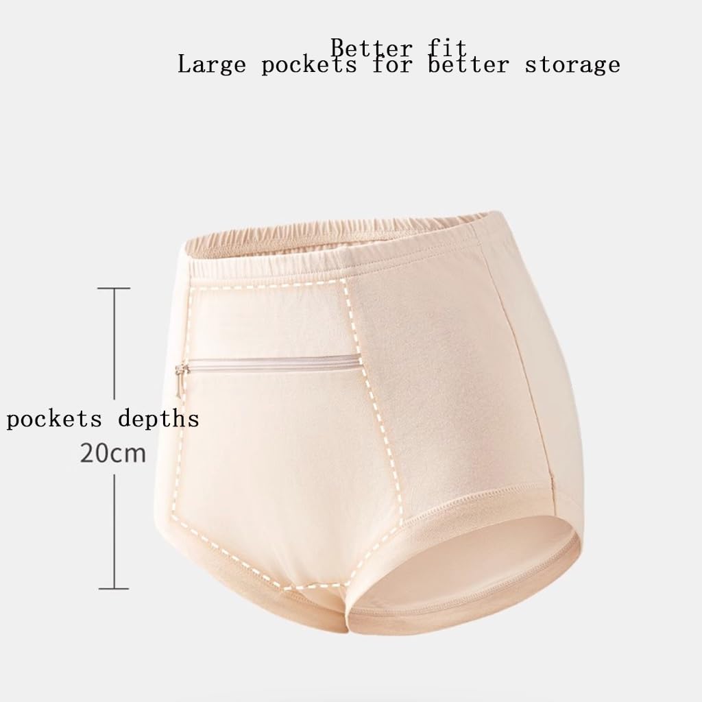LaseVe Donna Intimo con Tasca Frontale Segreta Cotone Mutandine Scorta da Viaggio Mutande Sicurezza Slip Confezione 2/3/5