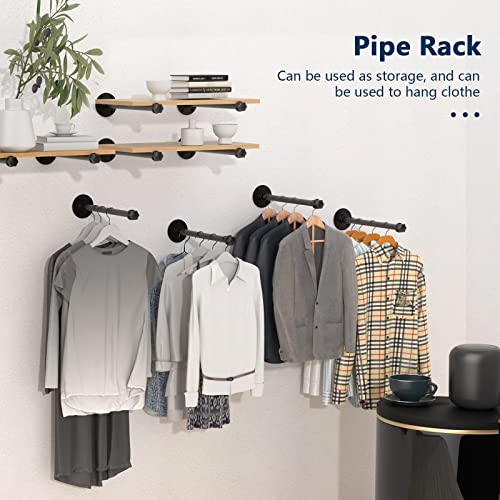 Omsaca 4 Pcs 12 Inch Industrial Pipe Clothes Racks, Floating Shelf Bracket, Wall Mount Closet Rod For Hanging Clothes, Small Garment Rack For Indoor And Boutique Store Clothing Display-Pipe Cap #TOP4