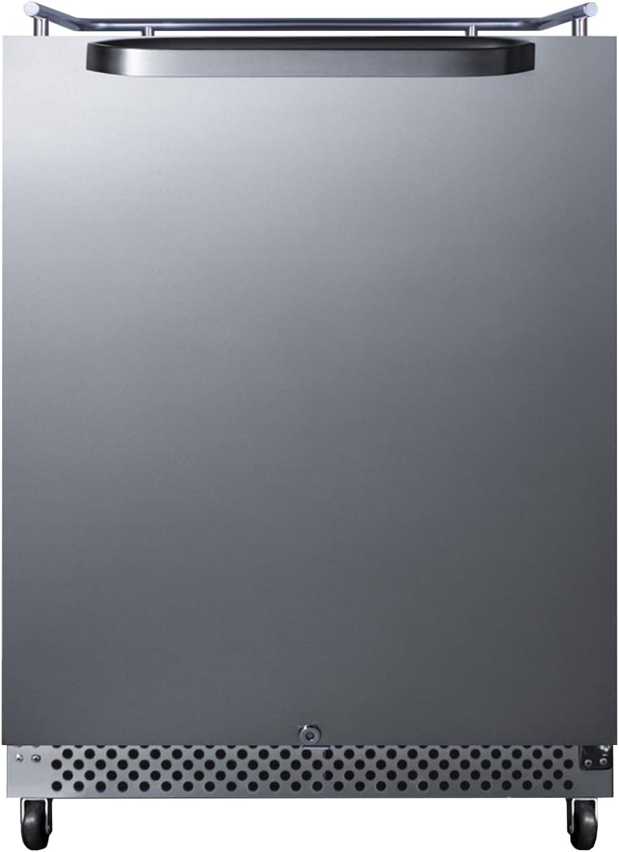 Summit Appliance SBC696OSNK 24' Wide Built-In Outdoor Kegerator, Weatherproof, Full-sized Beer Dispenser, 6.04 cu.ft Capacity, Digital Thermostat, Automatic Defrost, LED Lighting, Self-closing Door