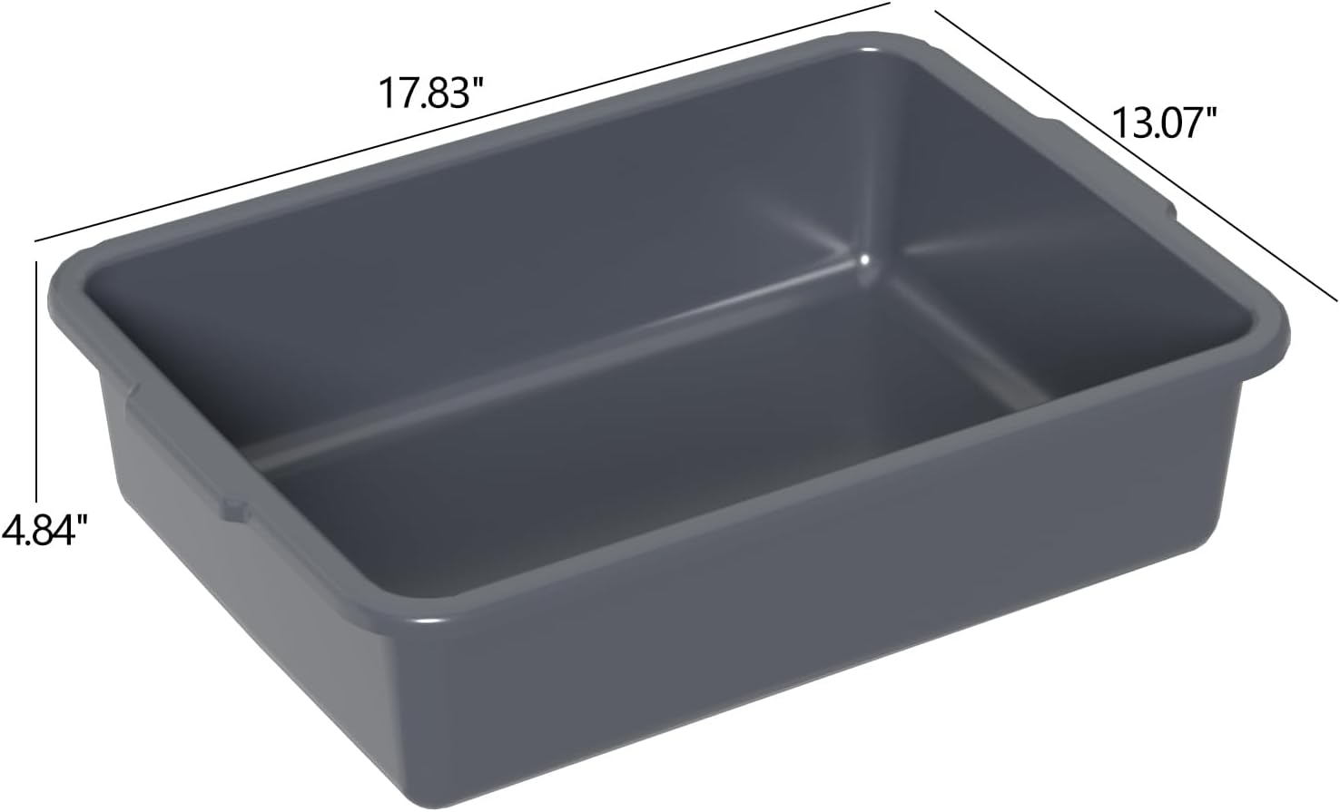 12-Pack Bus Box Commercial, 13 L Dishpan Tub for Restaurant, Gray Plastic Bus Tubs