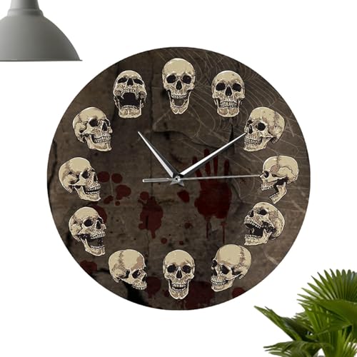 Horloge murale Halloween silencieuse et grande décoration d'intérieur à piles