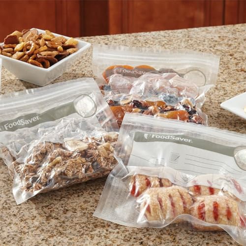 image for FoodSaver FSFRBZ0316-000 1-Gallon Vacuum Zipper Bags, 12 Count, Multi 