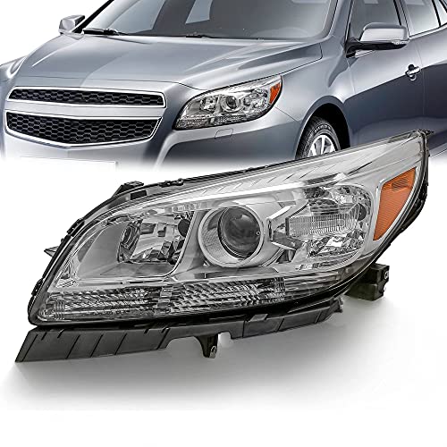 Mostplus - Left Headlight Assembly - Compatible With 2013 2014 2015 Chevy Malibu -Chrome Housing Driver Side Front Light #TOP5