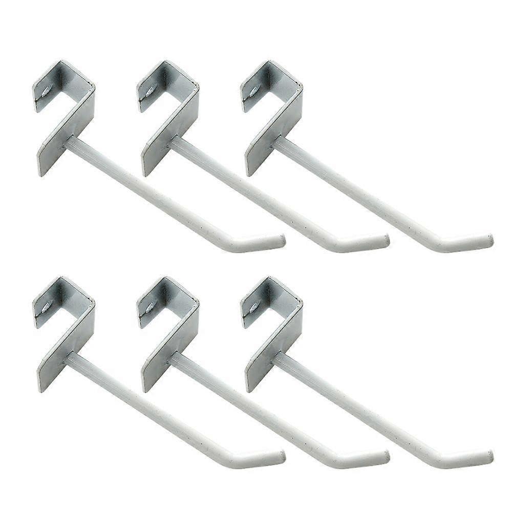 JOYHAPPST 6PCS Square Tube Hook Supermarket Shelf Goods Display Hook (White 5.7mm Thick)