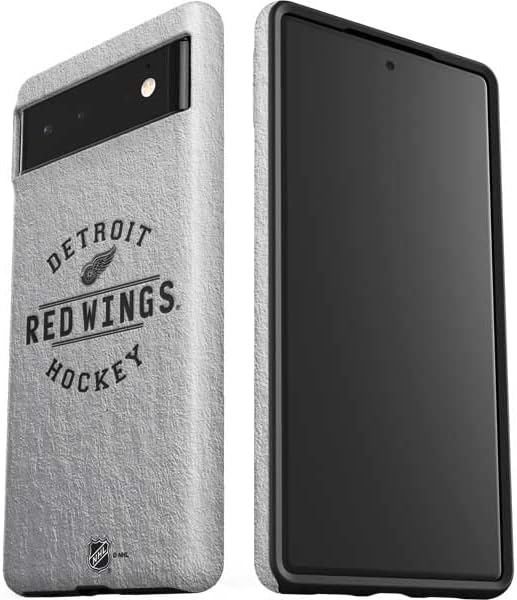 Skinit Pro Phone Case Compatible with Google Pixel 6 - Officially Licensed NHL Detroit Red Wings Black Text Design