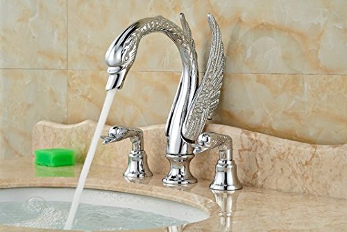 Robinet cygne 3 trous pour vasque au style élégant et finitions de luxe