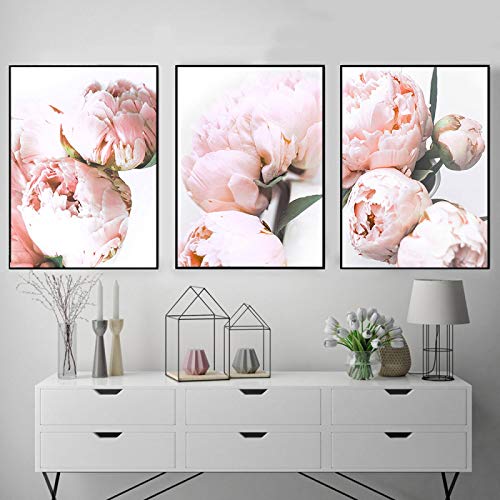 Fleur Peinture Minimaliste Scandinave Affiche Toile Pivoine Idée Décoration Murale Salon