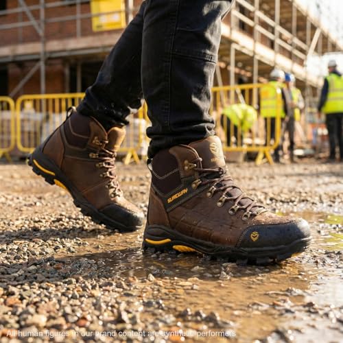 Image of SUREWAY Men's Waterproof Steel /Soft Toe 6 inch Work Boot, Slip Resistant Leather Ankle Safety Boot for Construction,Roofing & Hunting,Comfort & Durability