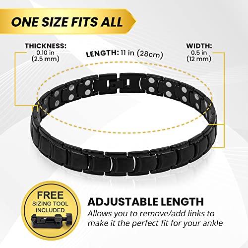 Image of MagnetRX Ultra Strength Magnetic Anklet - Effective Magnetic Ankle Bracelets for Men - Titanium Mens Ankle Bracelet with 48 Magnets (Black)