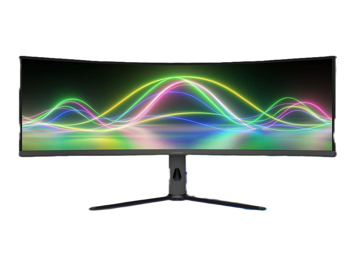 LC-POWER LC-M49QCK | Écran Gaming Incurvé 49 Pouces Dual QHD | 5120x1440, 32:9, 120 Hz, 3 ms OD, Dalle VA, 1000R | HDR10, 2X HDMI 2.1, DP 1.4, Réglable en Hauteur, VESA 100