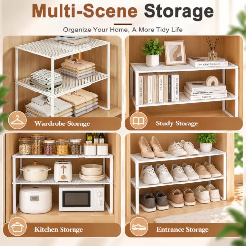 Image of HASTHIP Extendable Wardrobe Partition 2 Tier Metal Cabinet Storage Rack