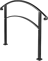 Vista 9 de Happybuy Pasamanos para escalones al aire libre, barandilla de escalera para exteriores de 1 o 3 escalones, pasamanos de hierro forjado negro