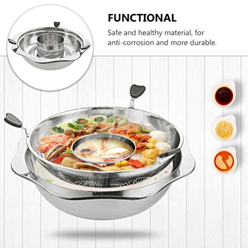 Hemoton Panela Quente Com Divisória para Fogão De Indução Dupla Face Pote Shabu Shabu Sopa Panelas D