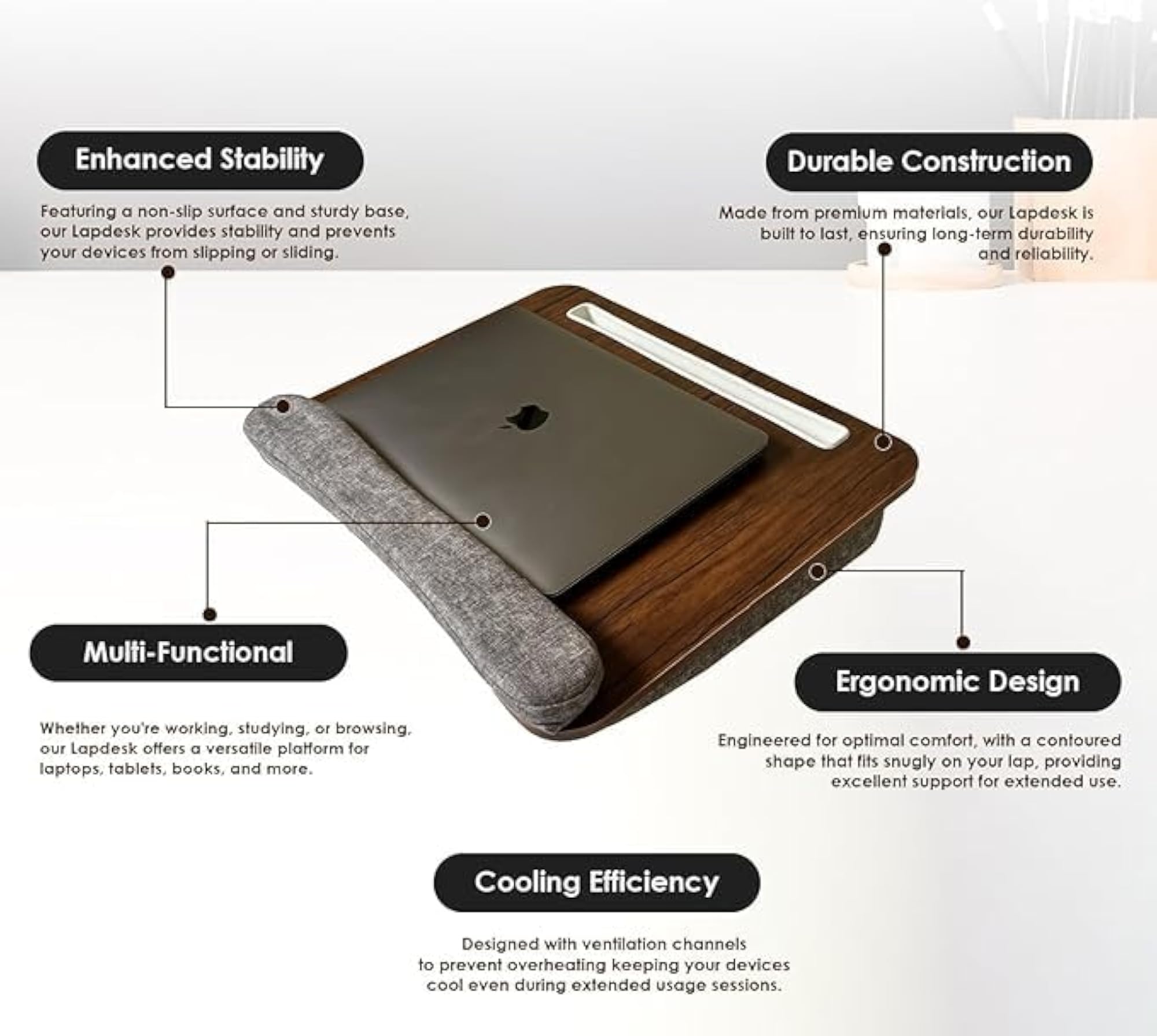 Portable Lap Laptop Desk with Pillow Cushion