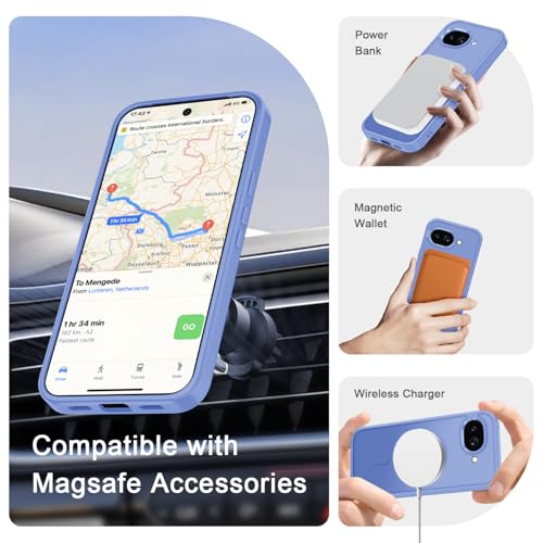 Image of for Google Pixel 10a Case, Matte Magnetic Phone Cover [with 1 Screen Protector] [Support for MagSafe] [Shockproof Military Grade Protection] Translucent Frosted Back, Purple