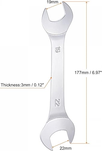 Vista 27 de uxcell Thin Open End Wrench, 12mm x 14mm Metric Mirror-Chrome Plated High Carbon Steel, for Household Maintenance and General Repairs, 2 Pcs