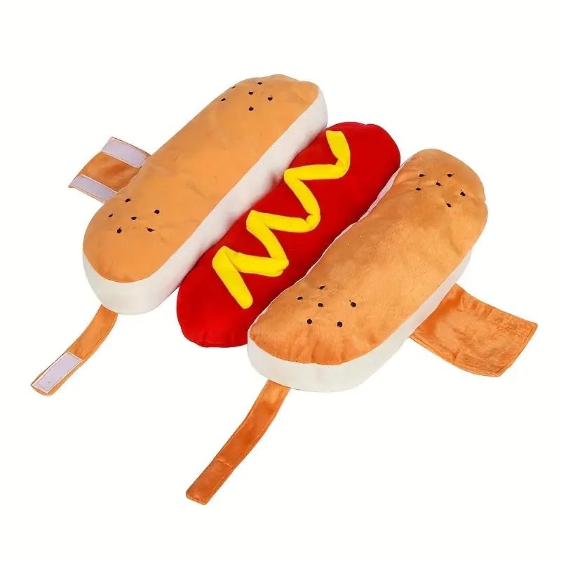 Hot-Dog Kostüm für Hunde – Süßes Haustierkostüm für Dackel und Co. – Tierverkleidung – Hotdog Wiener (Hot-Dog, L)