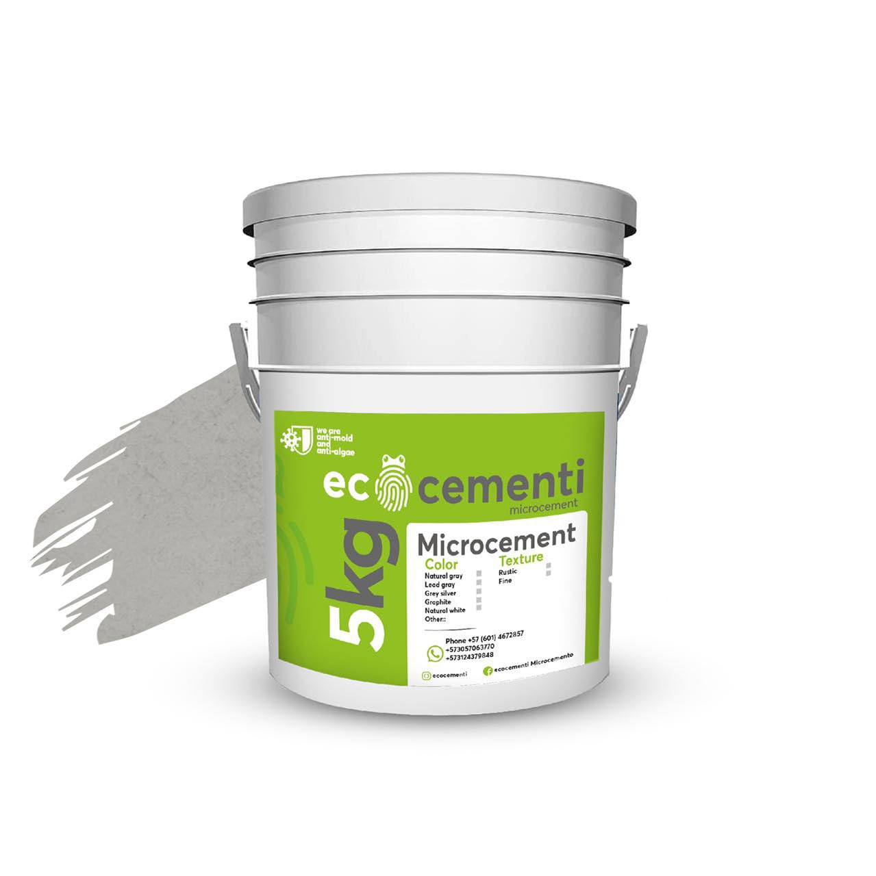 Ecocementi Microcement Continuous Coating for Walls and Floors - Versatile, Durable, and Elegant Surface for Home and Office Renovations (Gris Natural Gray, 11.02 lb)