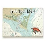 MapMom Bald Head Island, NC Sea Turtle Wood Map Plank Wall Art | 11' X 16' | Artwork and Map Printed on a Quality Wood Plank for a Unique Home Décor | Ready to Hang & Fully Assembled | Unique Gift