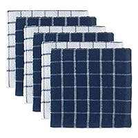 DII Basic Terry Collection Fensterscheiben-Geschirrtuch-Set, 30,5 x 30,5 cm, nautisches Blau, 6-teilig