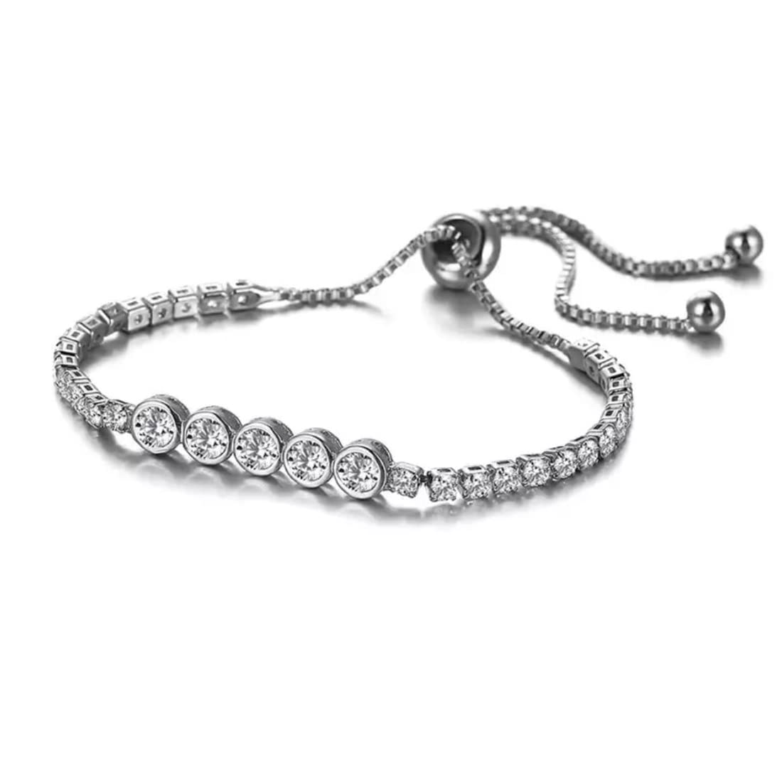 Shining Diva FashionEndless Love Crystal Infinity Bracelet for Women CZ Diamonds Latest Stylish Adjustable Charm Tennis Bracelet for Girls
