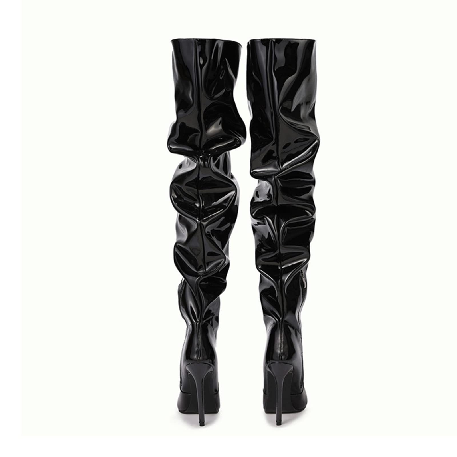 12CM/4.72IN Pointed Toe High Heels Sexy Elegant Women's Knee Boots Nightclub High Heel Boots