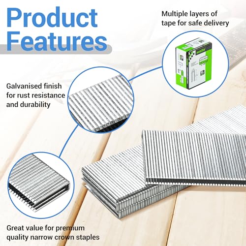 Image of meite 18 Gauge 1 /4-Inch Narrow Crown Staples, 7 /8-Inch Length Heavy Duty Galvanized Upholstery Staples for Electric or Pneumatic Narrow Crown Staple Guns (4,000 PCS) (Pack of 2)