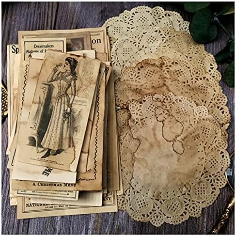 Vilikya Vintage Junk Journal Supplies, Coffee Dyed Decoupage Paper for Scrapbook Embellishments, Craft Paper for Journaling Accessories, Aged Bill Old Photo Mixed Media for TN, Bullet Journals 41pcs