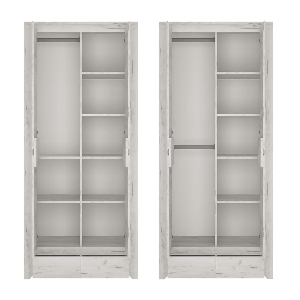 Lomadox Jugendzimmer Set 7-teilig mit Bett 90x200, Schreibtisch, Kleiderschrank, 2 Wandregale, Kommode, Nachttisch in Craft Eiche weiß Modern