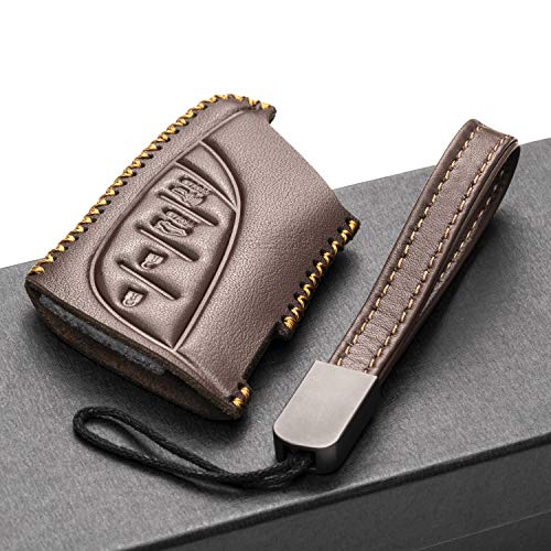Vitodeco Genuine Leather Smart Key Fob Case Compatible With Lexus Rx, Lexus Es, Lexus Ux, Lexus Nx, Lexus Gx, Lexus Lx 600 (4-Button, Brown) #TOP4